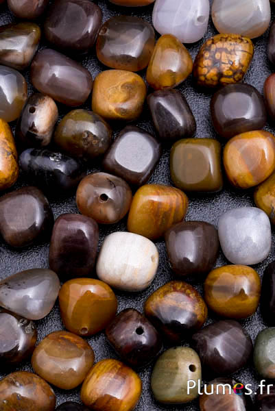 Parels in stenen - 10 mm, gat 1 mm - mixt bruin